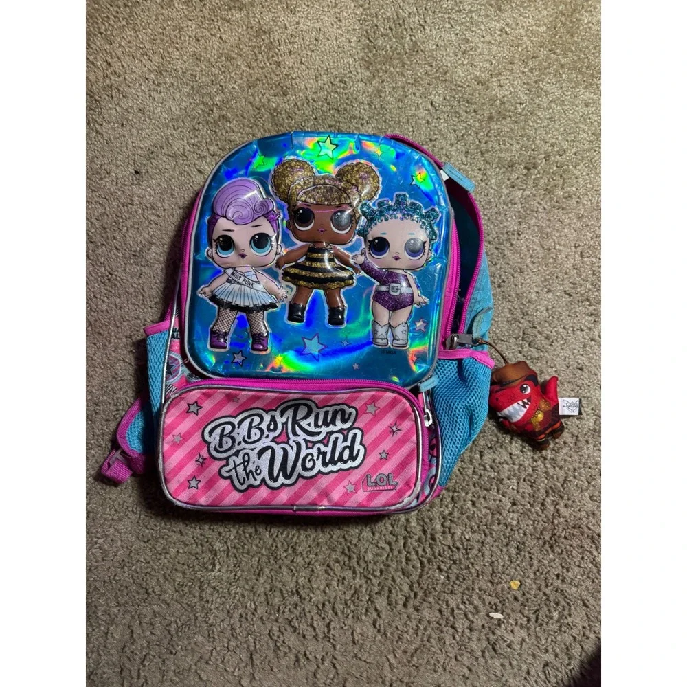 LOL Surprise BBs Run the World Backpack Holographic Pink Blue Kids School Bag